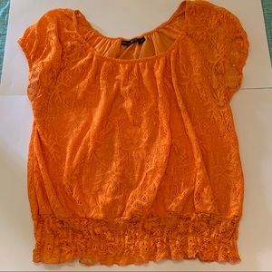 Kristin Nicole 2x orange knit top short sleeve.